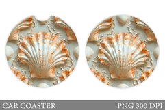 Sea Car Coaster Sublimation. Seashell Car Coaster Design Product Image 1