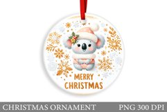 Cute Koala Christmas Ornament. Christmas Koala Sublimation Product Image 1