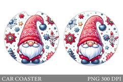 Christmas Gnome Car Coaster. Christmas Car Coaster Design Product Image 1
