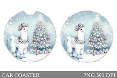Lama Car Coaster Sublimation. Christmas Car Coaster Design Product Image 1