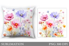 Flowers Sublimation. Wildflowers Pillow Sublimation Product Image 1