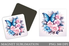 Butterfly Square Magnet. Butterfly Magnet Design Product Image 1