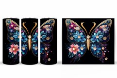 Butterfly Tumbler Sublimation. Flowers Tumbler Wrap Design Product Image 2