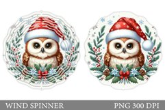 Christmas Owl Wind Spinner. Christmas Wind Spinner Design Product Image 1
