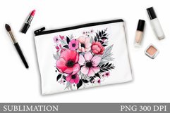Flowers Makeup Bag Sublimation. Floral Makeup Pouch Design Product Image 1