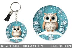 Christmas Owl Keychain. Christmas Keychain Design Product Image 1