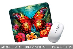 Butterfly Mouse Pad Design. Flowers Mouse Pad Sublimation Product Image 1