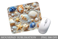 Seashell Mouse Pad Design. Sea Mouse Pad Sublimation Product Image 1
