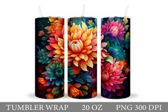 Flowers Tumbler Wrap Design. Sublimation Tumbler Flowers Product Image 1