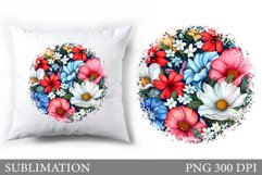 Flowers Pillow Design. Flowers Summer Sublimation Product Image 1
