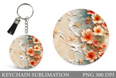 Flowers Keychain Sublimation. Flowers Round Keychain Design Product Image 1