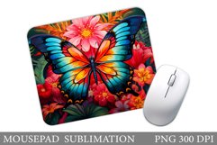 Butterfly Mouse Pad Design. Flowers Mouse Pad Sublimation Product Image 1