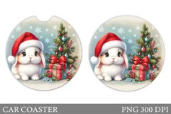 Cute Bunny Car Coaster. Cute Bunny Coaster Sublimation Product Image 1