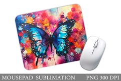 Butterfly Mouse Pad Design. Flowers Mouse Pad Sublimation Product Image 1