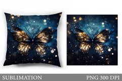 Glitter Butterfly Sublimation. Butterfly Pillow Design Product Image 1