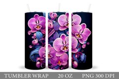 Orchid Tumbler Design. Flowers Tumbler Sublimation Product Image 1