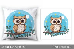 Cute Owl Pillow Sublimation. Owl Flowers Sublimation Product Image 1
