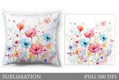 Flowers Sublimation. Wildflowers Pillow Sublimation Product Image 1