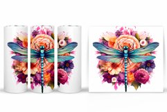 Dragonfly Tumbler Design. Flowers Tumbler Sublimation Product Image 2