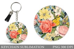 Flowers Keychain Sublimation. Flowers Keychain Design Product Image 1