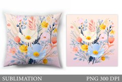Flowers Sublimation. Wildflowers Pillow Sublimation Product Image 1
