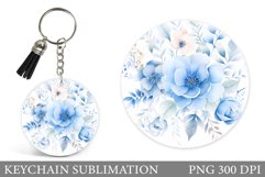 Flowers Keychain Design. Floral Keychain Sublimation Product Image 1