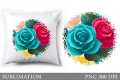 Roses Pillow Sublimation. Roses Sublimation Product Image 1