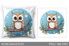 Cute Owl Pillow Sublimation. Owl Sublimation Product Image 1