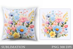 Flowers Sublimation. Wildflowers Pillow Sublimation Product Image 1