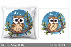 Cute Owl Pillow Sublimation. Owl Flowers Sublimation Product Image 1