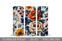 Flowers Tumbler Wrap Design. Sublimation Tumbler Flowers Product Image 1