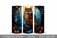 Owl Tumbler Sublimation. Fall Tumbler Design Product Image 1
