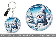 Snowman Keychain Sublimation. Christmas Keychain Design Product Image 1