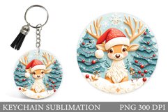 Cute Deer Keychain Design. Christmas Keychain Sublimation Product Image 1