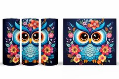 Cute Owl Tumbler Sublimation. Flowers Tumbler Design Product Image 2