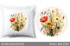 Floral Sublimation. Wildflowers Pillow Sublimation Product Image 1