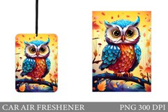 Cute Owl Car Air Freshener. Cute Owl Sublimation Product Image 1