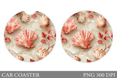 Seashell Car Coaster Sublimation. Sea Car Coaster Design Product Image 1