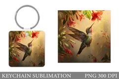 Hummingbird Keychain Design. Hummingbird Square Keychain Product Image 1