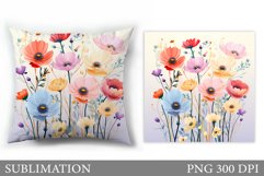 Flowers Sublimation. Wildflowers Pillow Sublimation Product Image 1