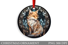 Christmas Fox Round Ornament. Fox Christmas Ornament Design Product Image 1