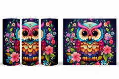 Cute Owl Tumbler Sublimation. Flowers Tumbler Design Product Image 2