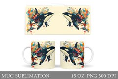 Killer Whale Mug Sublimation. Whale Mug Design Product Image 1