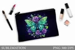Butterfly Makeup Bag Design. Floral Makeup Bag Sublimation Product Image 1
