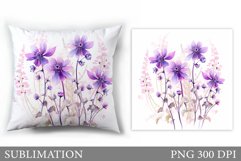 Wildflowers Pillow Sublimation. Flowers Sublimation Product Image 1