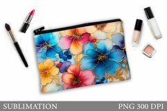 Flowers Makeup Bag Sublimation. Floral Makeup Pouch Design Product Image 1