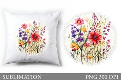 Flowers Sublimation. Wildflowers Pillow Sublimation Product Image 1