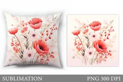 Wildflowers Pillow Sublimation. Flowers Sublimation Product Image 1