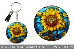 Sunflowers Keychain Design. Flowers Keychain Template Product Image 1