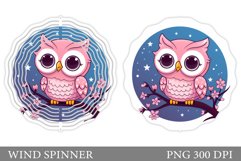 Cute Owl Wind Spinner Design. Owl Flowers Wind Spinner Product Image 1